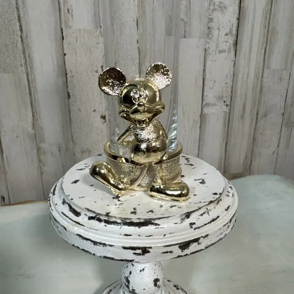 Disney Florist Silver And Glass Mickey Mouse Bud Vase